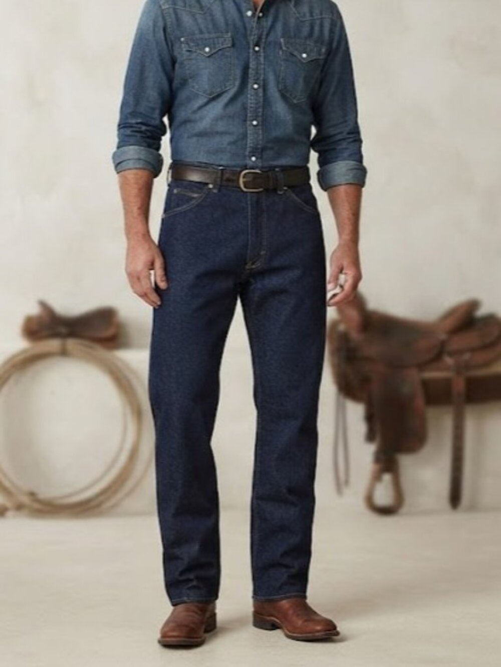 Vintage Classic Men's Dark Blue Bootcut Jeans